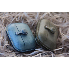 Handmade Green Waxed Leather AirPods Pro Case Leather AirPods Case Airpod Case Cover - iwalletsmen