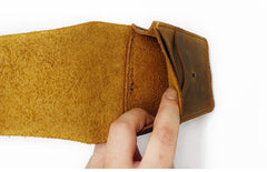 Handmade Brown LEATHER MEN Slim Belt Pouch Waist BAG Slim Belt Bag FOR MEN - iwalletsmen