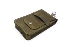 Handmade Brown LEATHER MEN Belt Pouch Waist BAG Slim Belt Bag FOR MEN - iwalletsmen