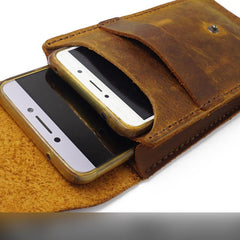 Handmade Brown LEATHER MEN Belt Pouch Waist BAG Slim Belt Bag FOR MEN - iwalletsmen