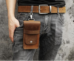 Handmade Green LEATHER MEN Slim Belt Pouches Waist BAG Slim Belt Bag FOR MEN - iwalletsmen