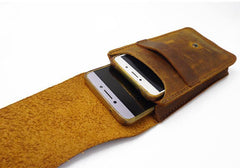 Handmade Brown LEATHER MEN Slim Belt Pouch Waist BAG Slim Belt Bag FOR MEN - iwalletsmen