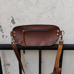 Handmade Brown LEATHER MEN Sling Bag Waist BAG LEATHER Fanny Pack FOR MEN - iwalletsmen