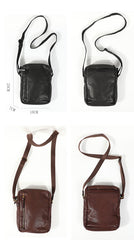 Cool Black LEATHER MEN'S 8 INCHES Small Side BAGs Vertical Coffee MESSENGER BAGs Courier BAG FOR MEN - iwalletsmen