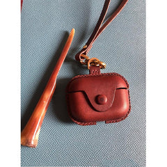 Handmade Brown Leather AirPods Pro Case with Wristlet Strap Leather AirPods Case Airpod Case Cover - iwalletsmen