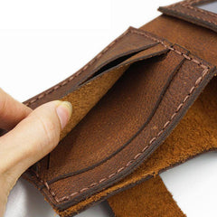 Handmade Brown Leather Mens Bifold Billfold Wallets Slim Small Wallet for Men - iwalletsmen