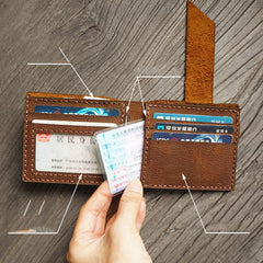Handmade Brown Leather Mens Bifold Billfold Wallets Slim Small Wallet for Men - iwalletsmen