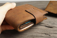 Handmade Brown Leather Mens Bifold Billfold Wallets Slim Small Wallet for Men - iwalletsmen