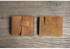 Handmade Brown Leather Mens Bifold Billfold Wallets Slim Small Wallet for Men - iwalletsmen