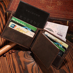 Handmade Leather Mens Bifold Brown Billfold Wallets With Coin Pocket Small Wallets for Men - iwalletsmen