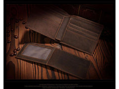 Handmade Leather Mens Bifold Brown Billfold Wallets With Coin Pocket Small Wallets for Men - iwalletsmen