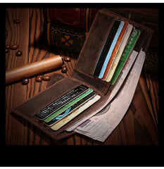 Handmade Leather Mens Bifold Brown Billfold Wallets With Coin Pocket Small Wallets for Men - iwalletsmen