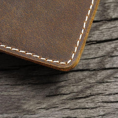 Handmade Brown Leather Mens Billfold Wallet Slim Brown Bifold Small Wallet for Men - iwalletsmen