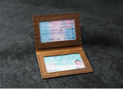 Handmade Brown Leather Mens Slim License Wallets Slim Bifold Card Wallet for Men - iwalletsmen