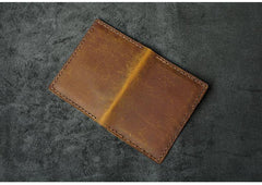 Handmade Brown Leather Mens Slim License Wallets Slim Bifold Card Wallet for Men - iwalletsmen