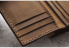 Handmade Blue Leather Mens Trifold Billfold Wallet With Coin Pocket Brown Small Wallet for Men - iwalletsmen
