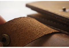 Handmade Coffee Leather Mens Trifold Billfold Wallet With Coin Pocket Brown Small Wallet for Men - iwalletsmen