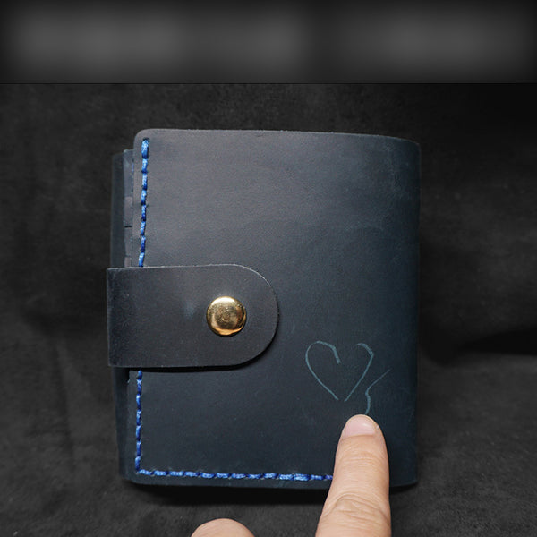 Handmade Blue Leather Mens Trifold Billfold Wallet With Coin Pocket Brown Small Wallet for Men - iwalletsmen
