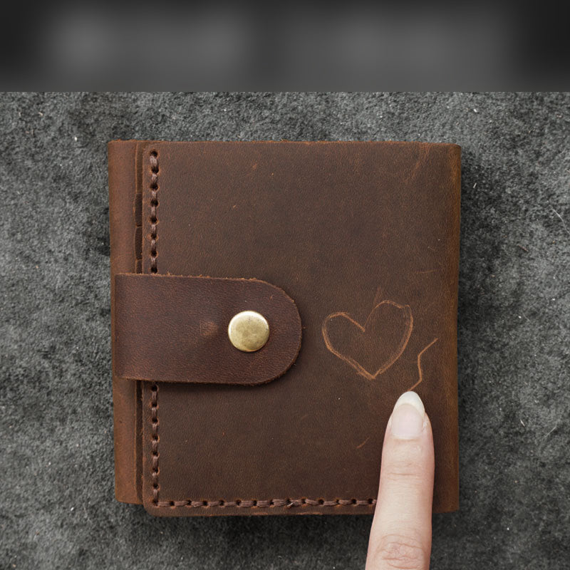 Handmade Green Leather Mens Trifold Billfold Wallet With Coin Pocket Brown Small Wallet for Men - iwalletsmen