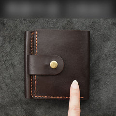 Handmade Blue Leather Mens Trifold Billfold Wallet With Coin Pocket Brown Small Wallet for Men - iwalletsmen