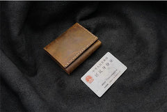 Handmade Brown Leather Mens Trifold Billfold Wallets With Front Pocket Wallet for Men - iwalletsmen