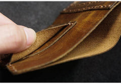 Handmade Brown Leather Mens Trifold Billfold Wallet With Front Pocket Wallet for Men - iwalletsmen