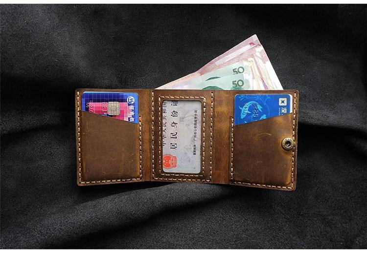 Handmade Brown Leather Mens Trifold Billfold Wallets With Front Pocket Wallet for Men - iwalletsmen