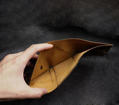 Handmade Brown Leather Mens Trifold Billfold Wallet With Front Pocket Wallet for Men - iwalletsmen