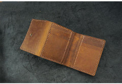 Handmade Brown Leather Mens Trifold Billfold Wallets With License Slot Small Wallet for Men - iwalletsmen