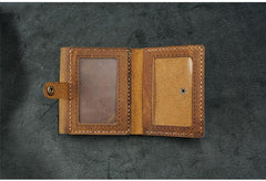 Handmade Brown Leather Mens Trifold Billfold Wallets With License Slot Small Wallet for Men - iwalletsmen