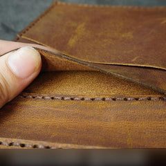 Handmade Brown Leather Mens Trifold Billfold Wallets With License Slot Small Wallet for Men - iwalletsmen