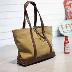Handmade Canvas Leather Cool Mens Tote Bag Canvas Handbag Canvas Tote Canvas Messenger Bag for Men Women - iwalletsmen