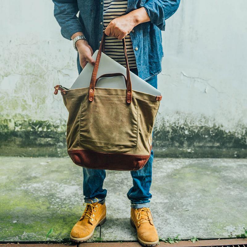 best men's travel tote bag Canvas And Leather Tote Best Men's Tote Bags Cool Tote Bags for Men Me – iwalletsmen