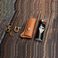 Handmade Coffee Bic j3 j5 j6 Leather Lighter Cases Leather Bic j3 j5 j6 Lighter Holder Leather Bic j3 j5 j6 Lighter Covers For Men - iwalletsmen