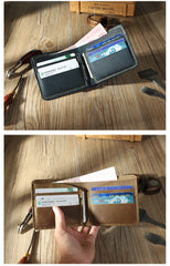 Handmade Coffee Leather Bifold Billfold Personalized Mens Bifold Wallet for Men - iwalletsmen