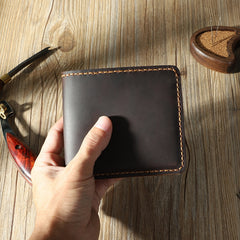 Handmade Coffee Leather Bifold Billfold Personalized Mens Bifold Wallet for Men - iwalletsmen