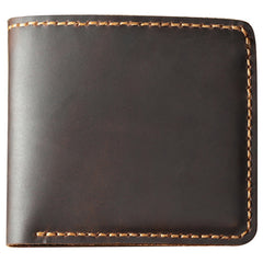 Handmade Coffee Leather Bifold Billfold Personalized Mens Bifold Wallet for Men - iwalletsmen