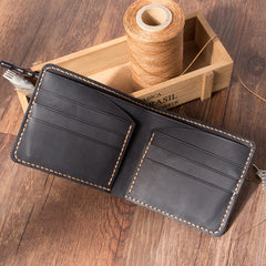 Handmade Coffee Leather Bifold Billfold Personalized Mens Bifold Wallet for Men - iwalletsmen