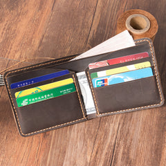 Handmade Coffee Leather Bifold Billfold Personalized Mens Bifold Wallet for Men - iwalletsmen