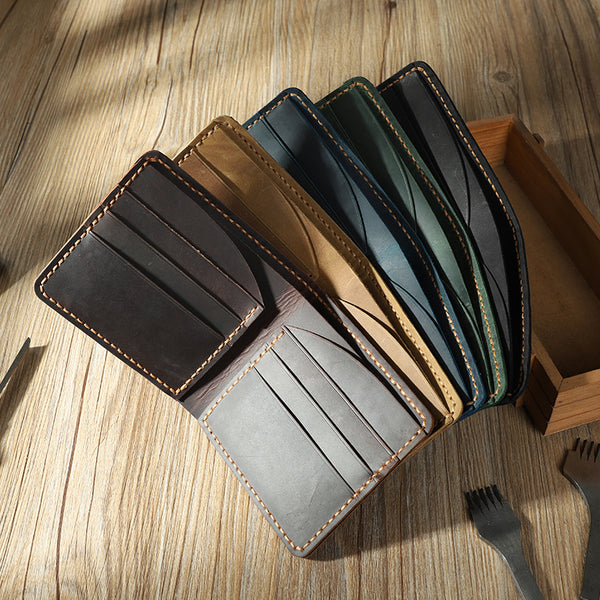 Handmade Leather Bifold Billfold Personalized Mens Bifold Wallet for Men - iwalletsmen