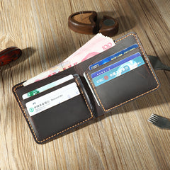 Handmade Coffee Leather Bifold Billfold Personalized Mens Bifold Wallet for Men - iwalletsmen