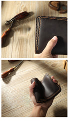 Handmade Coffee Leather Bifold Billfold Personalized Mens Bifold Wallet for Men - iwalletsmen