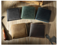 Handmade Coffee Leather Bifold Billfold Personalized Mens Bifold Wallet for Men - iwalletsmen