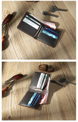 Handmade Coffee Leather Bifold Billfold Personalized Mens Bifold Wallet for Men - iwalletsmen