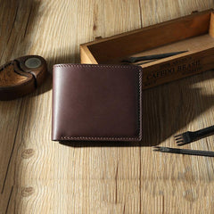 Handmade Coffee Leather Bifold Billfold Wallets Personalized Mens Bifold Wallet for Men - iwalletsmen