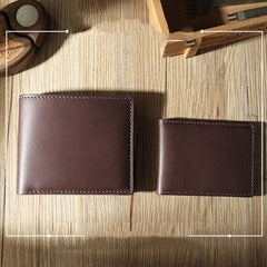 Handmade Coffee Leather Bifold Billfold Wallets Personalized Mens Bifold Wallet for Men - iwalletsmen