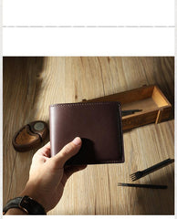 Handmade Coffee Leather Bifold Billfold Wallets Personalized Mens Bifold Wallet for Men - iwalletsmen