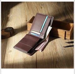 Handmade Coffee Leather Bifold Billfold Wallets Personalized Mens Bifold Wallet for Men - iwalletsmen