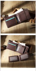Handmade Coffee Leather Bifold Billfold Wallets Personalized Mens Bifold Wallet for Men - iwalletsmen
