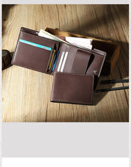 Handmade Coffee Leather Bifold Billfold Wallets Personalized Mens Bifold Wallet for Men - iwalletsmen